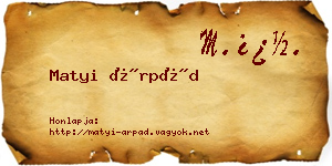 Matyi Árpád névjegykártya
